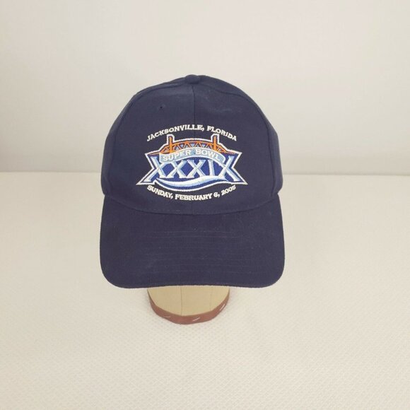 2005 SUPERBOWL XXXIX Patriots Eagles Blue Adjustable Cap Hat Jacksonville - Picture 3 of 11